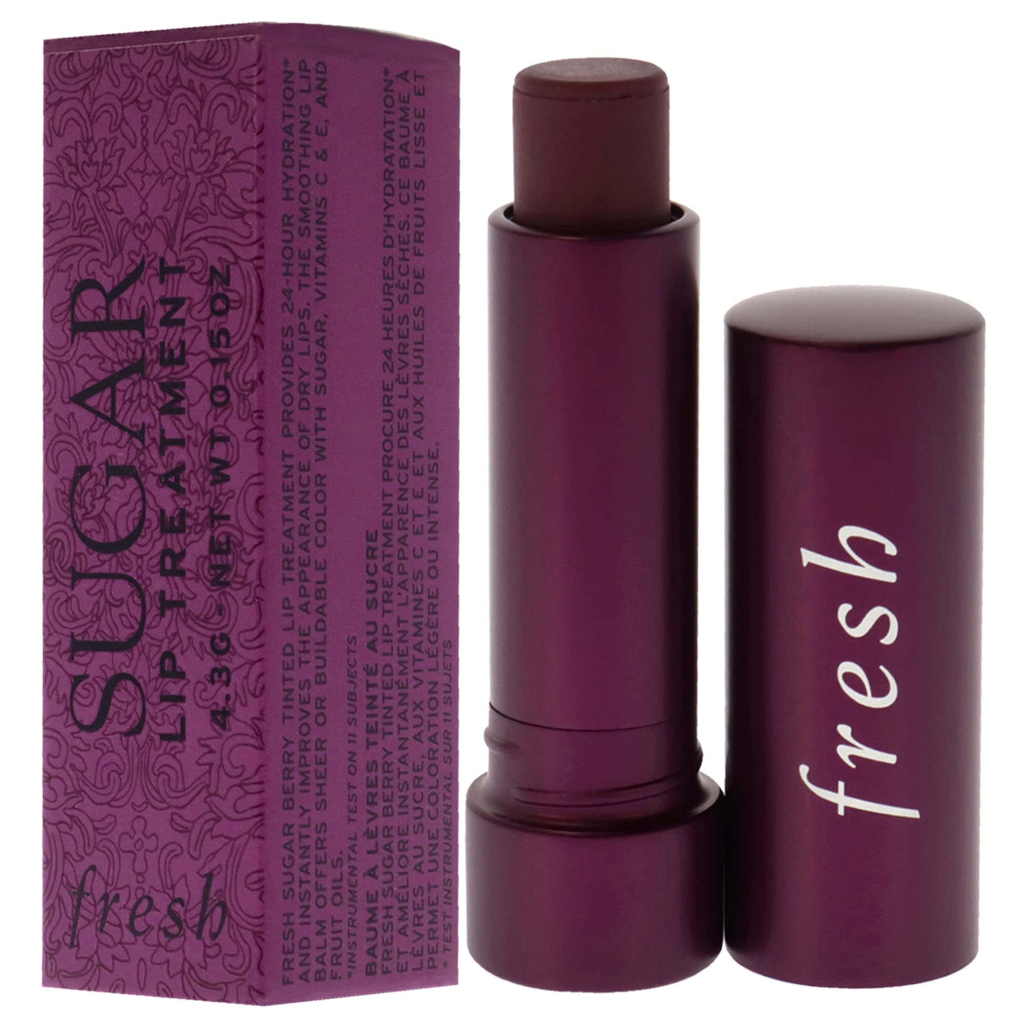 Fresh Sugar Lip Treatment Berry packaging showcases portable lip care.