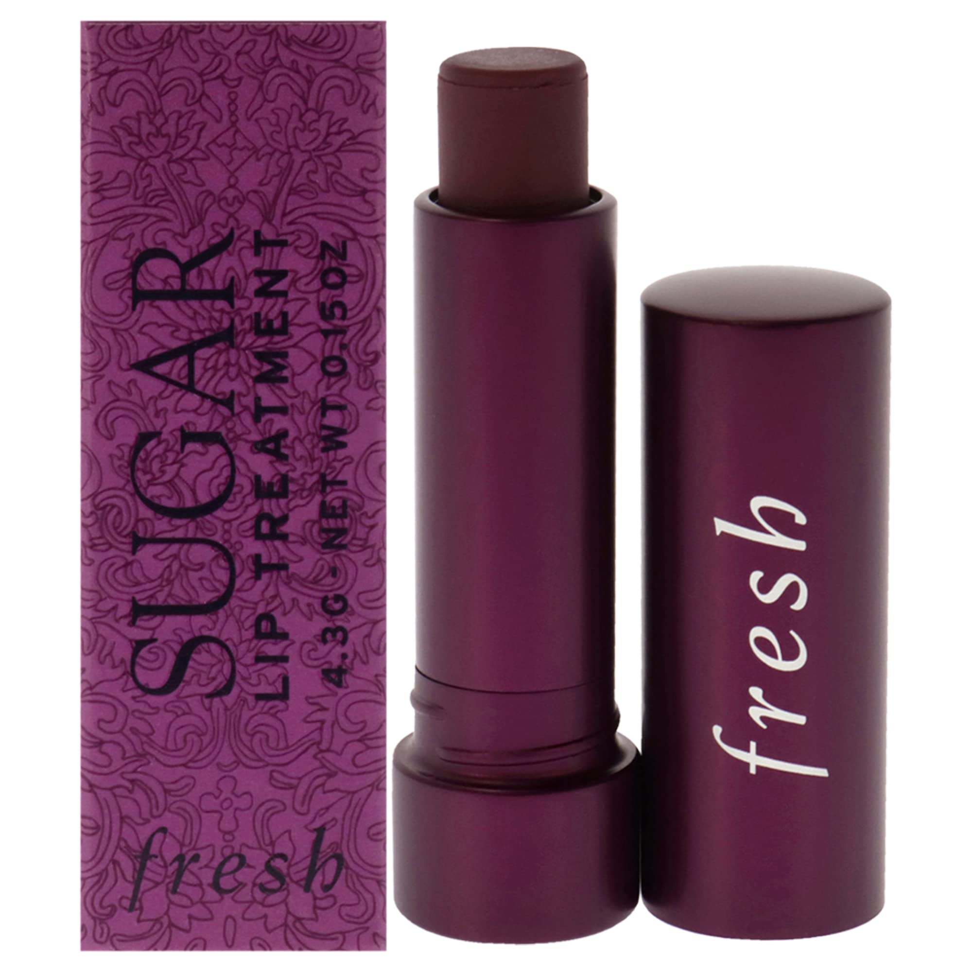 Fresh Sugar Lip Treatment Berry tube close-up shows sheer color and hydration.