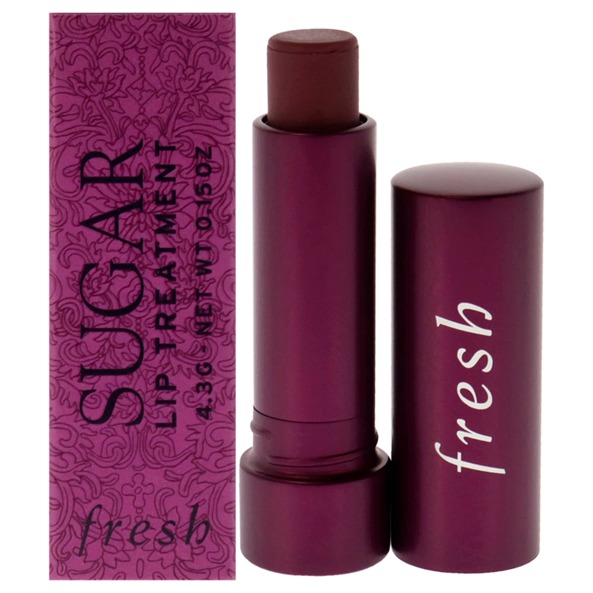 Fresh Sugar Lip Treatment Berry tube close-up shows sheer color and hydration.