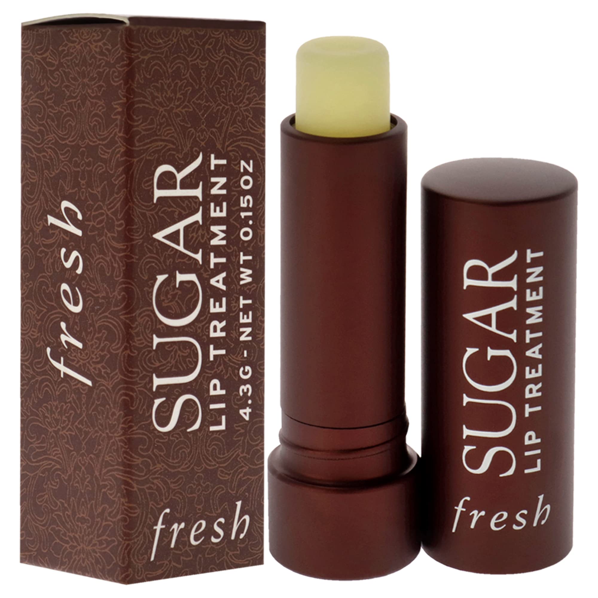 Fresh Sugar Lip Treatment close-up highlights 24hr hydration and conditioning.