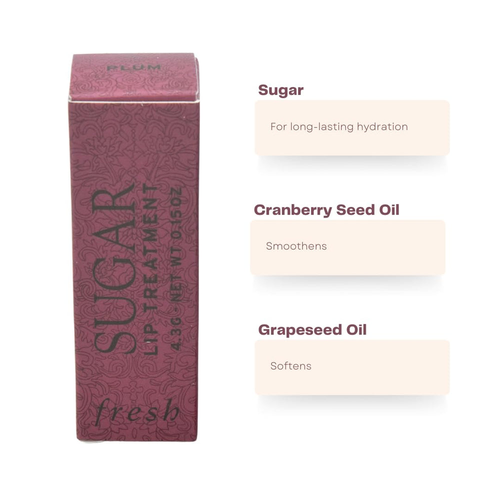 Fresh Sugar Lip Treatment Plum application demonstrates buildable color and conditioning.