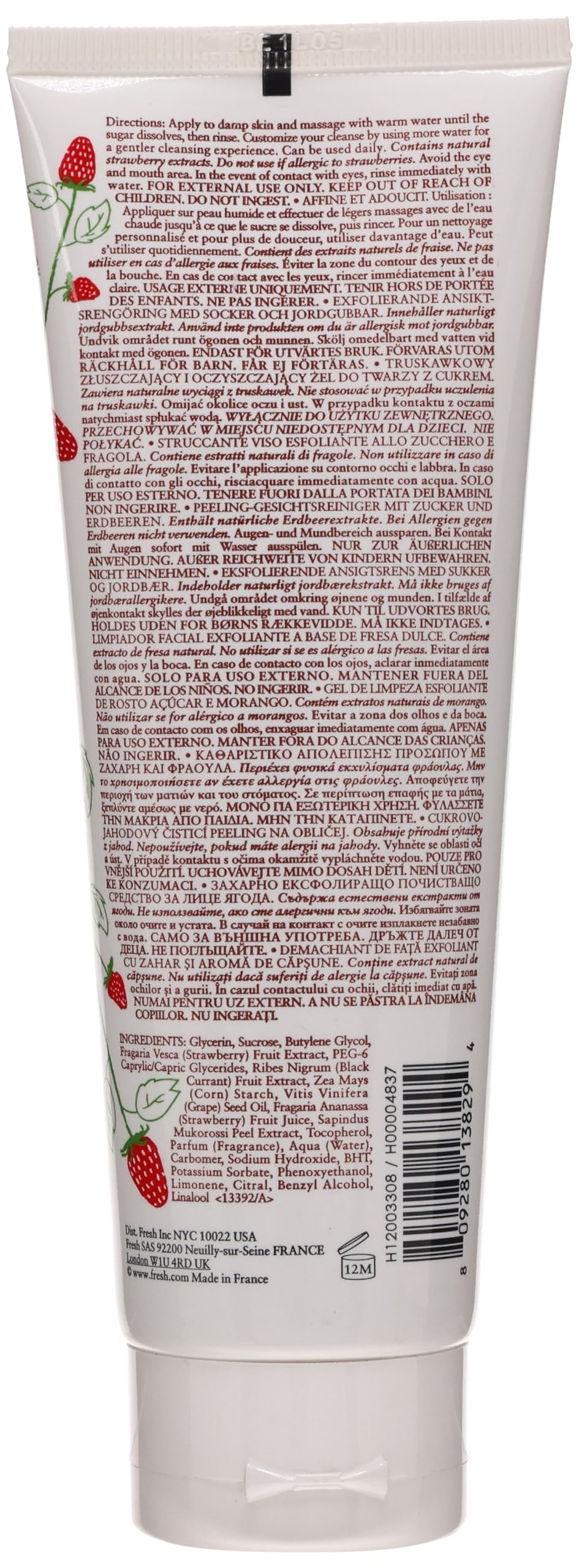 Fresh Sugar Strawberry exfoliating face wash texture close-up reveals melting sugar polish for smoother skin.