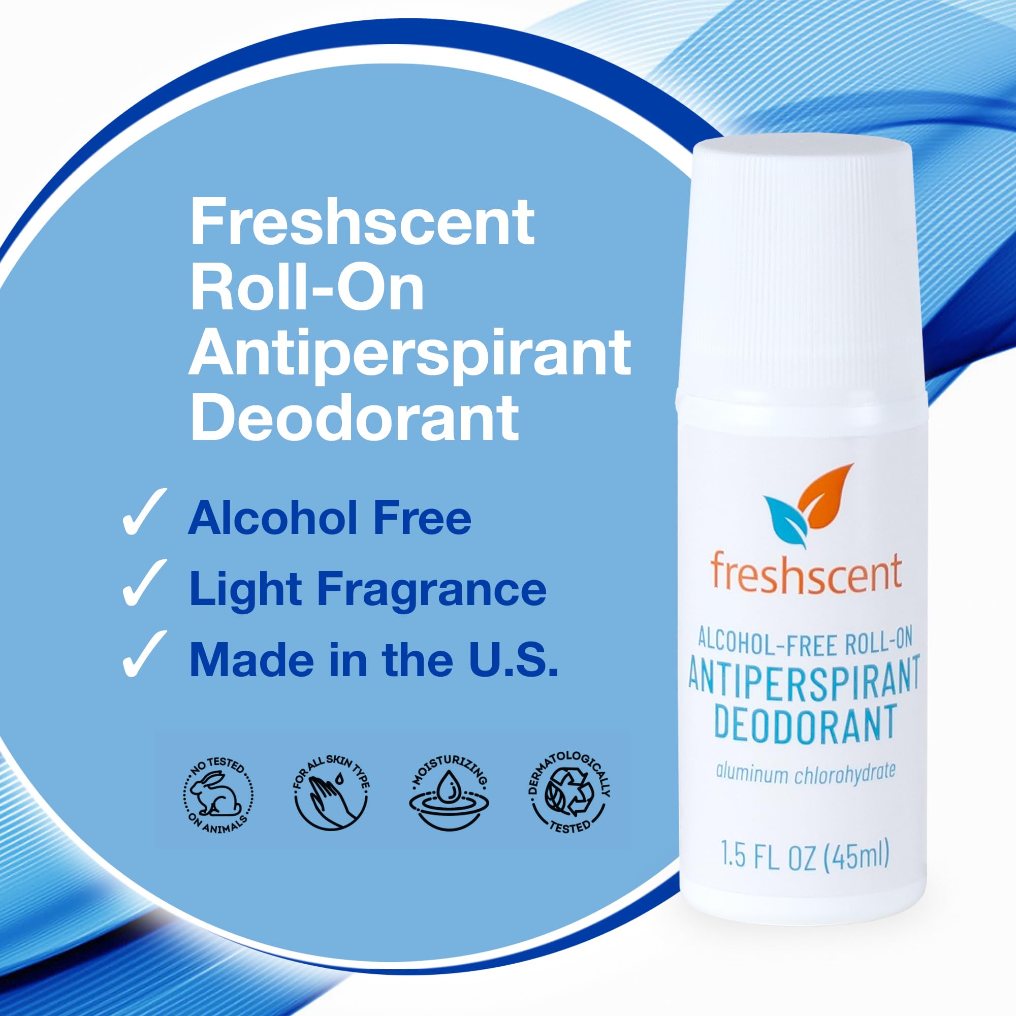 Freshscent roll-on deodorant pack-of-96 box emphasizes value for teams and households.