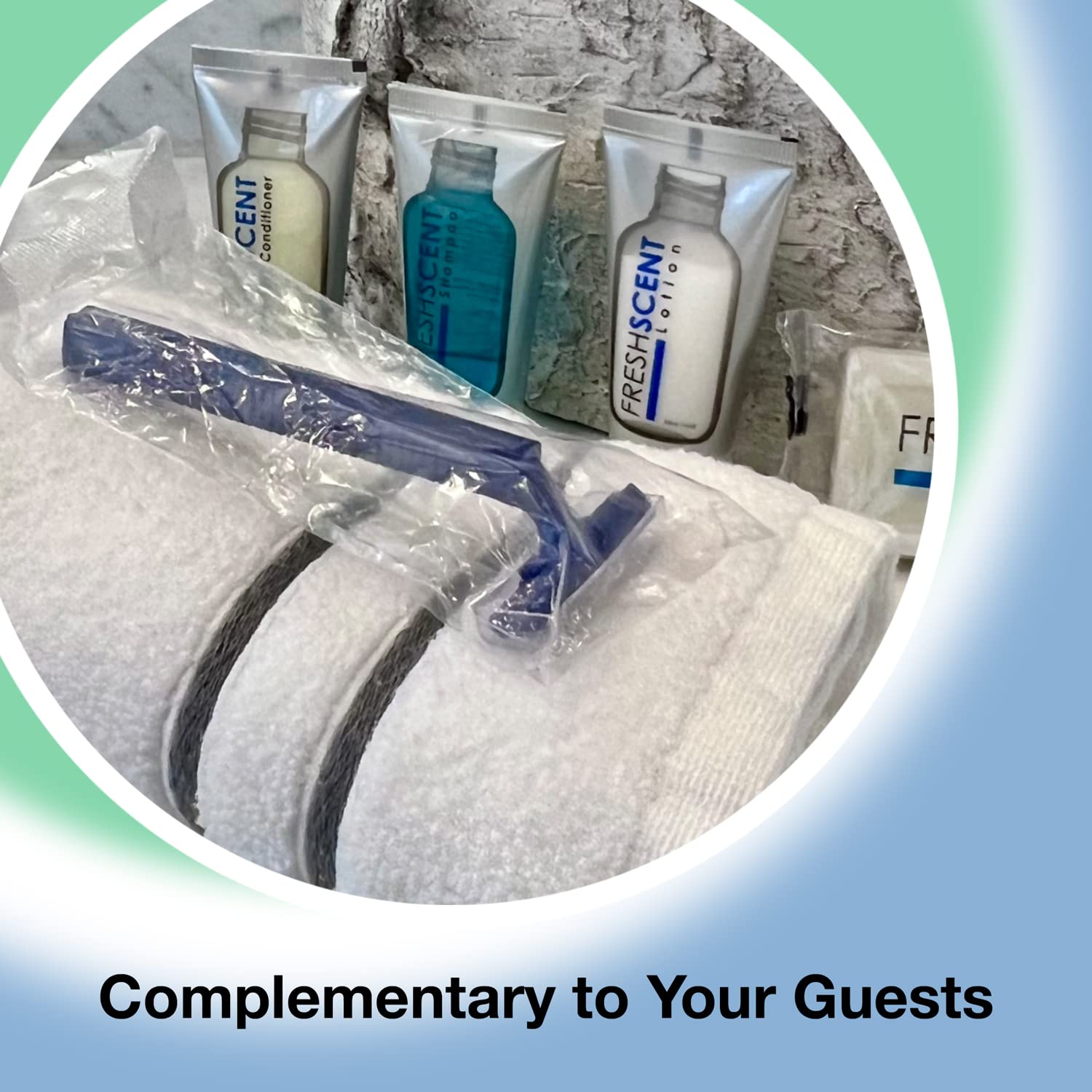 Freshscent razor with clear safety cap keeps blades secure.
