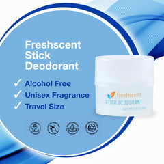 Freshscent push-up stick applicator enables precise, mess-free application.
