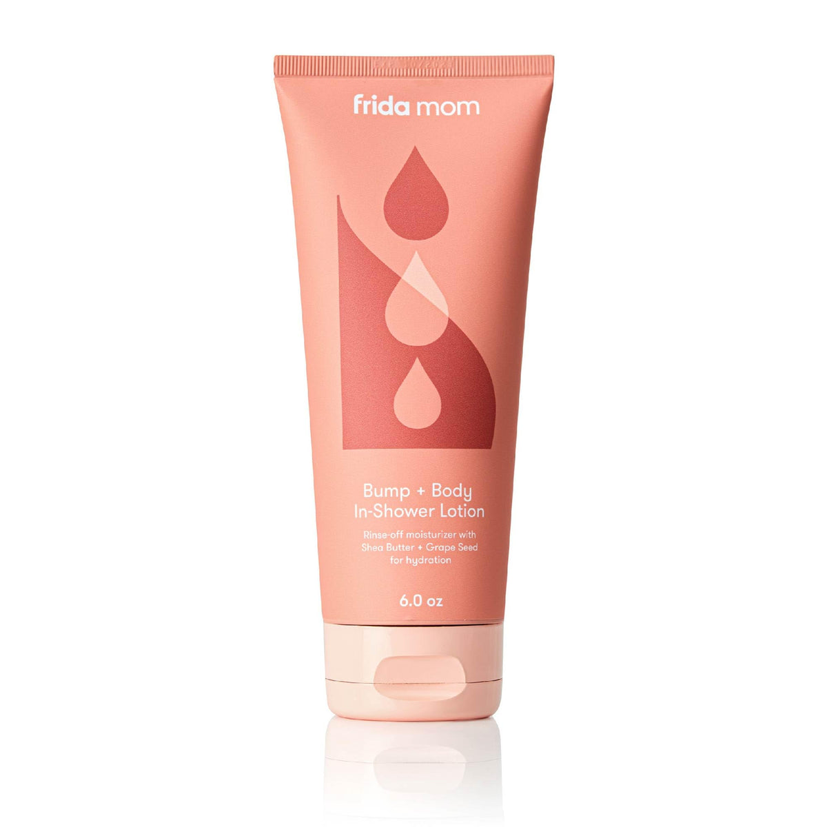Frida Mom pregnancy belly cream bottle pump for in-shower hydration of dry, stretched skin.
