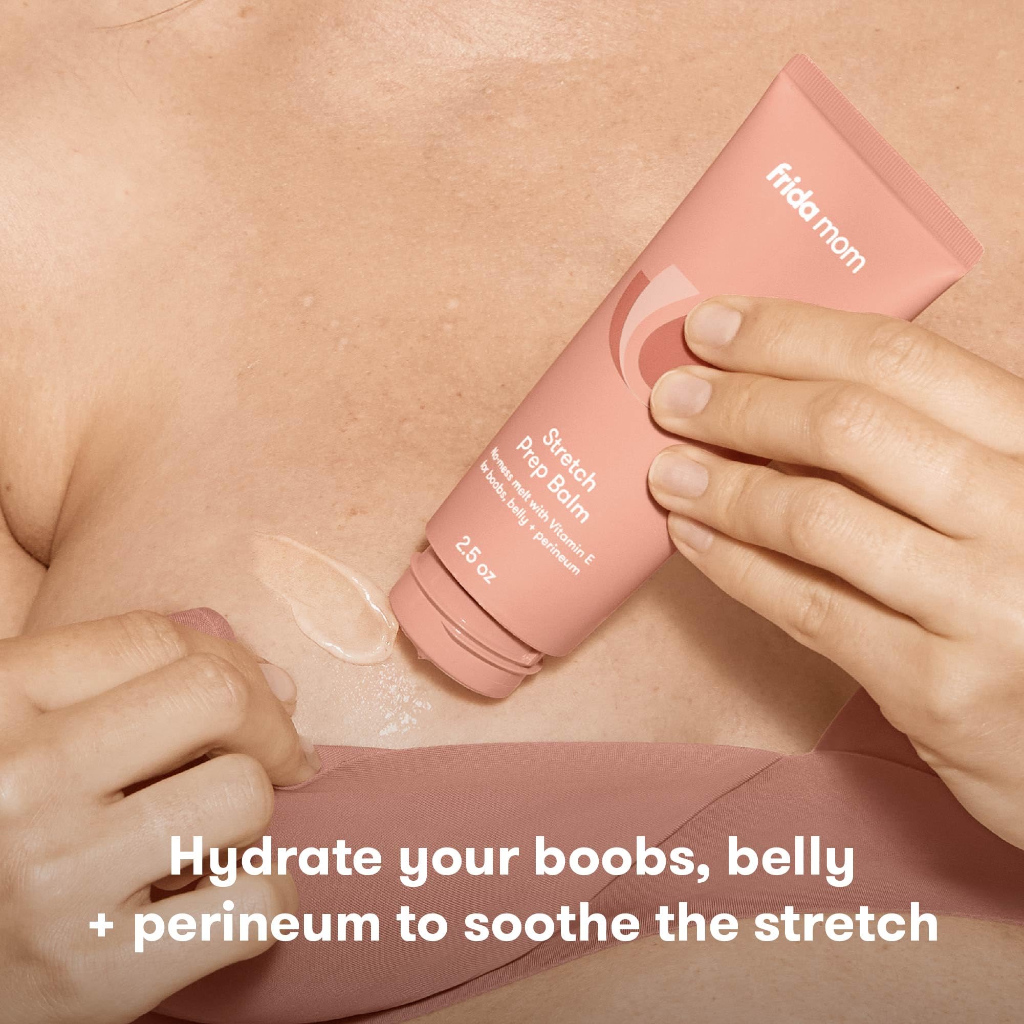 Frida Mom Stretch Mark Cream texture gel-to-oil shown for smooth skin hydration