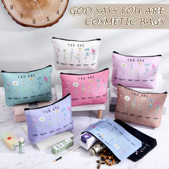 Frienda Bible verse floral makeup bag close-up highlighting inspirational design for everyday motivation.
