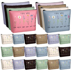 Frienda God Says You Are cosmetic bags bulk package displaying 24 styles for gifting and organization.