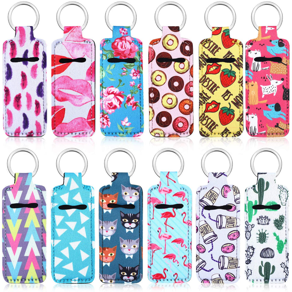 Frienda lipstick holder keychain 12-styles front view shows colorful designs