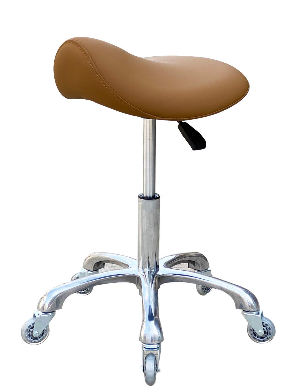 FRNIAMC professional saddle stool camel seat promotes upright posture during long procedures.