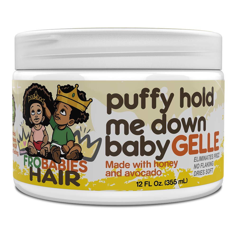 FroBabies Hair Puffy Hold Me Down Gelle defines curls with gentle hold.
