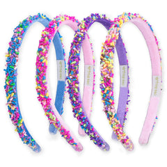 FROG SAC four thin headbands sequin set closeup keeps hair neat for school and play.