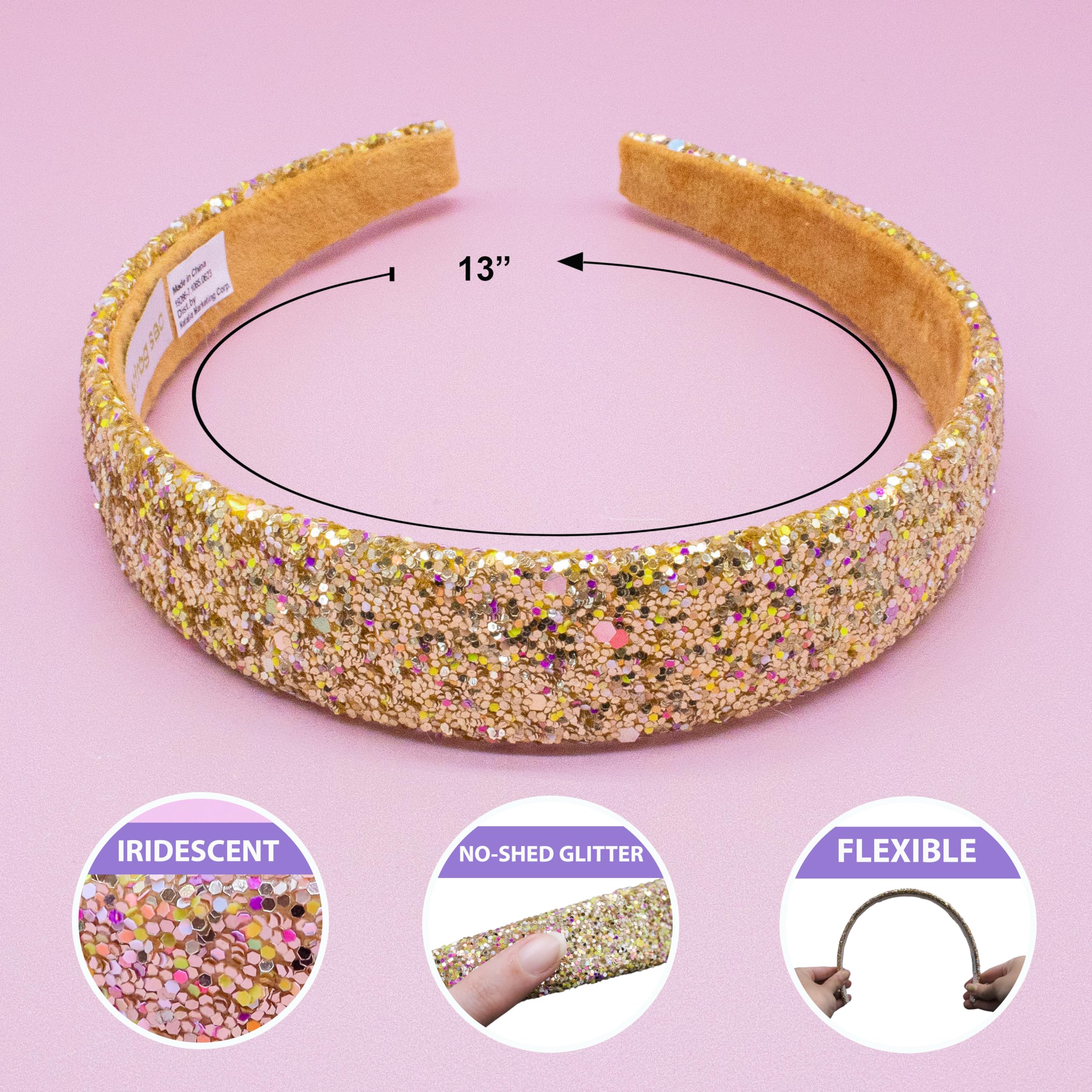 FROG SAC glitter headbands gold-yellow shimmer for cheerful outfits