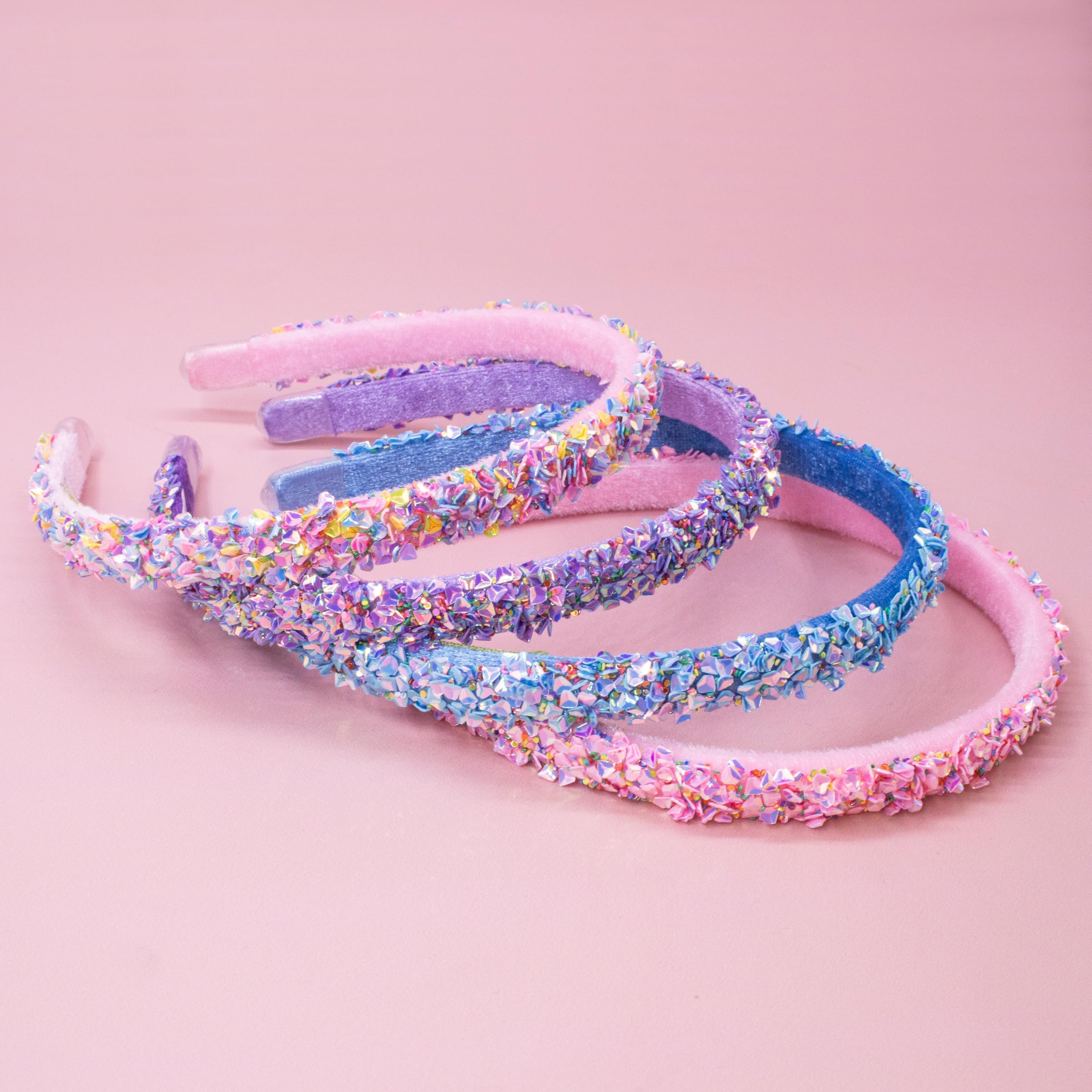 FROG SAC headband close-up reveals sparkling sequin texture perfect for festive outfits.