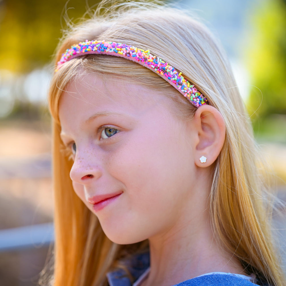 FROG SAC rainbow sequin headbands closeup adds playful sparkle for everyday wear.