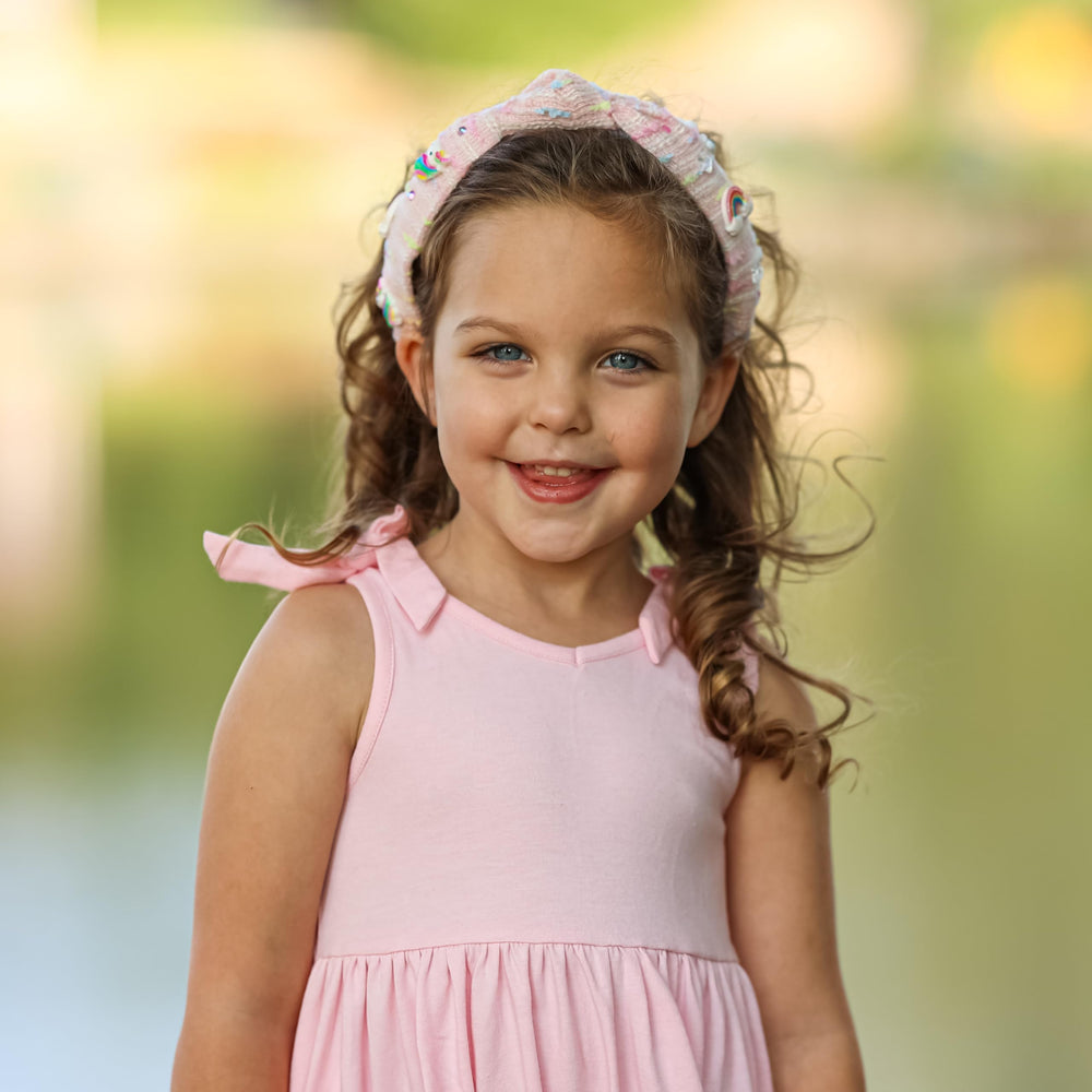 FROG SAC knot headband fits kids from toddlers to tweens at 13 inches