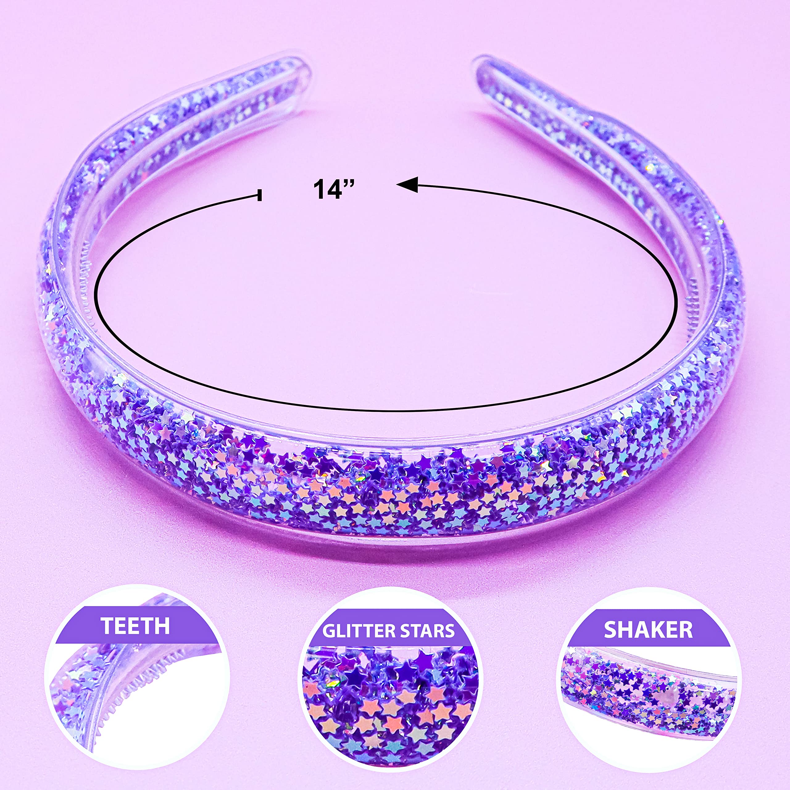 FROG SAC 4 Headbands rainbow glitter stars adds sparkle for fun events.