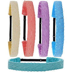 FROG SAC 5 lace headbands pastel pack—pastel lace headbands for chic all-day wear.