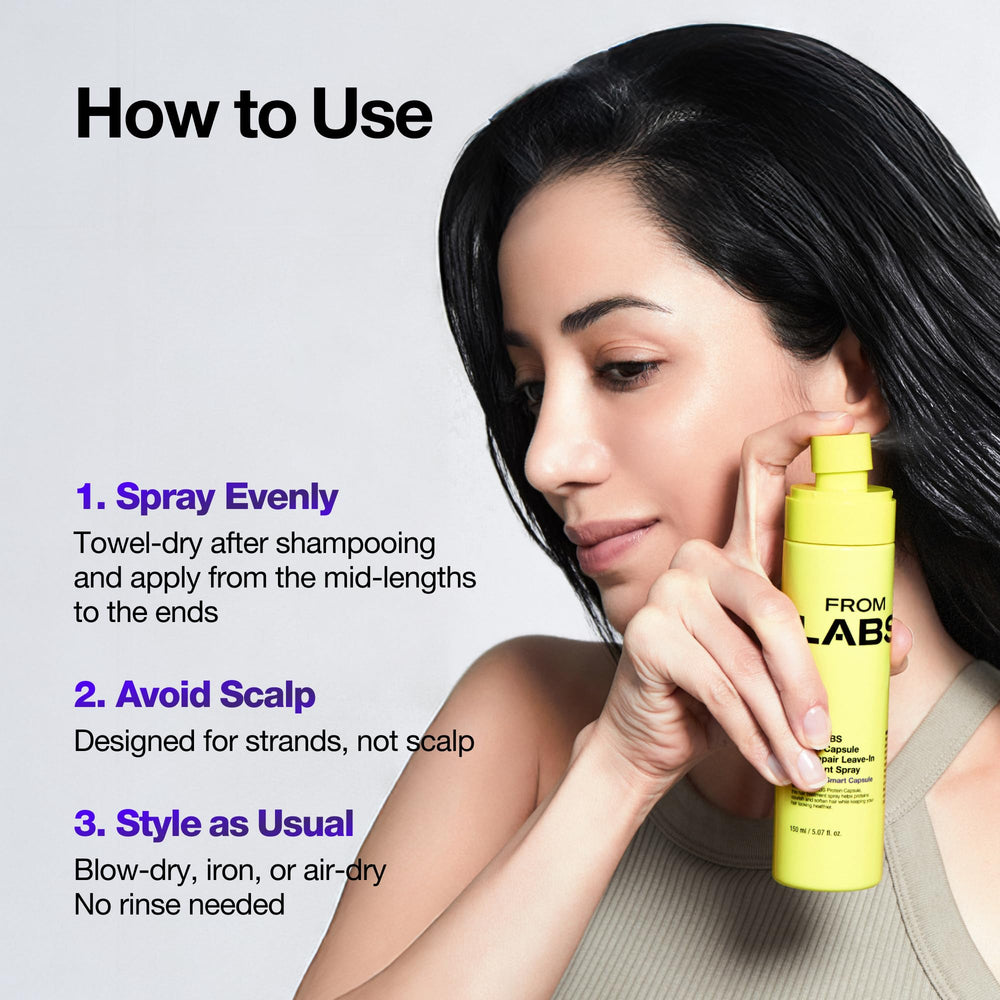 FROMLABS damp-to-dry application demonstrating quick styling from mid-lengths