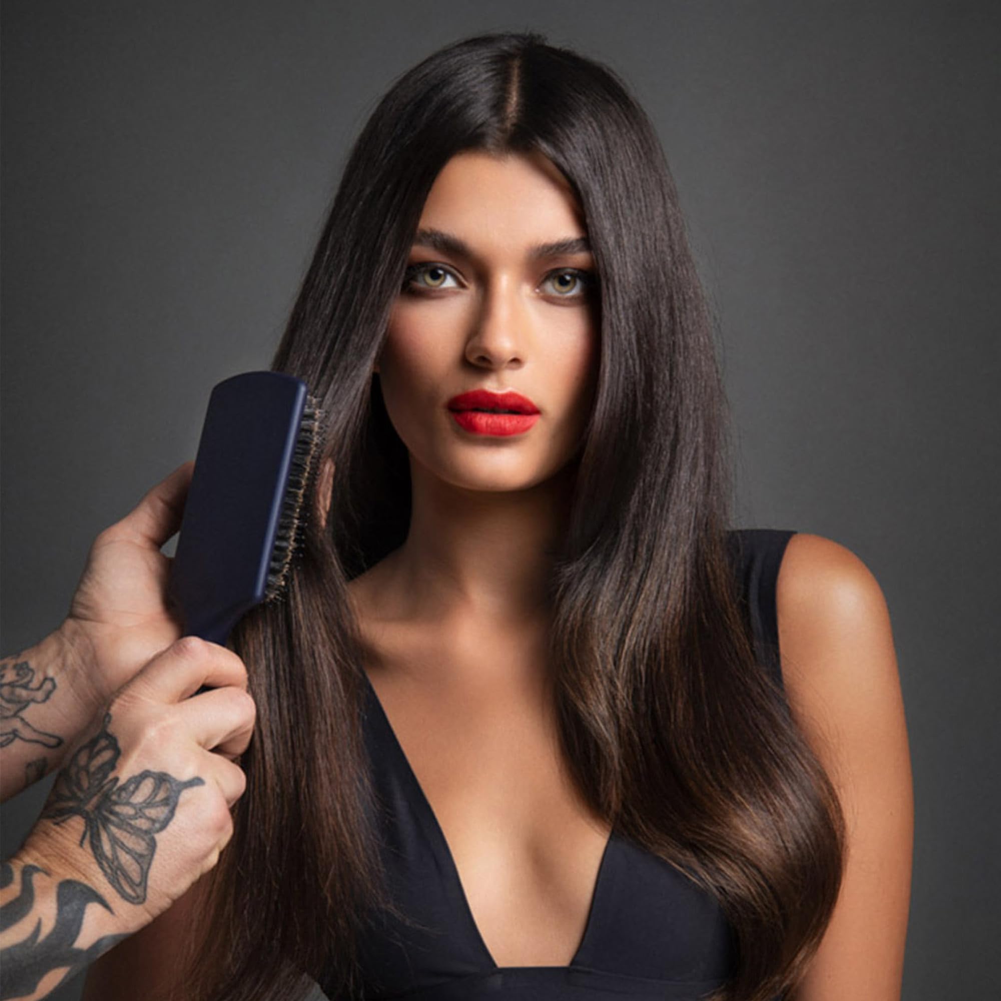 Fromm Intuition Glosser brush on dry hair for smooth finish.