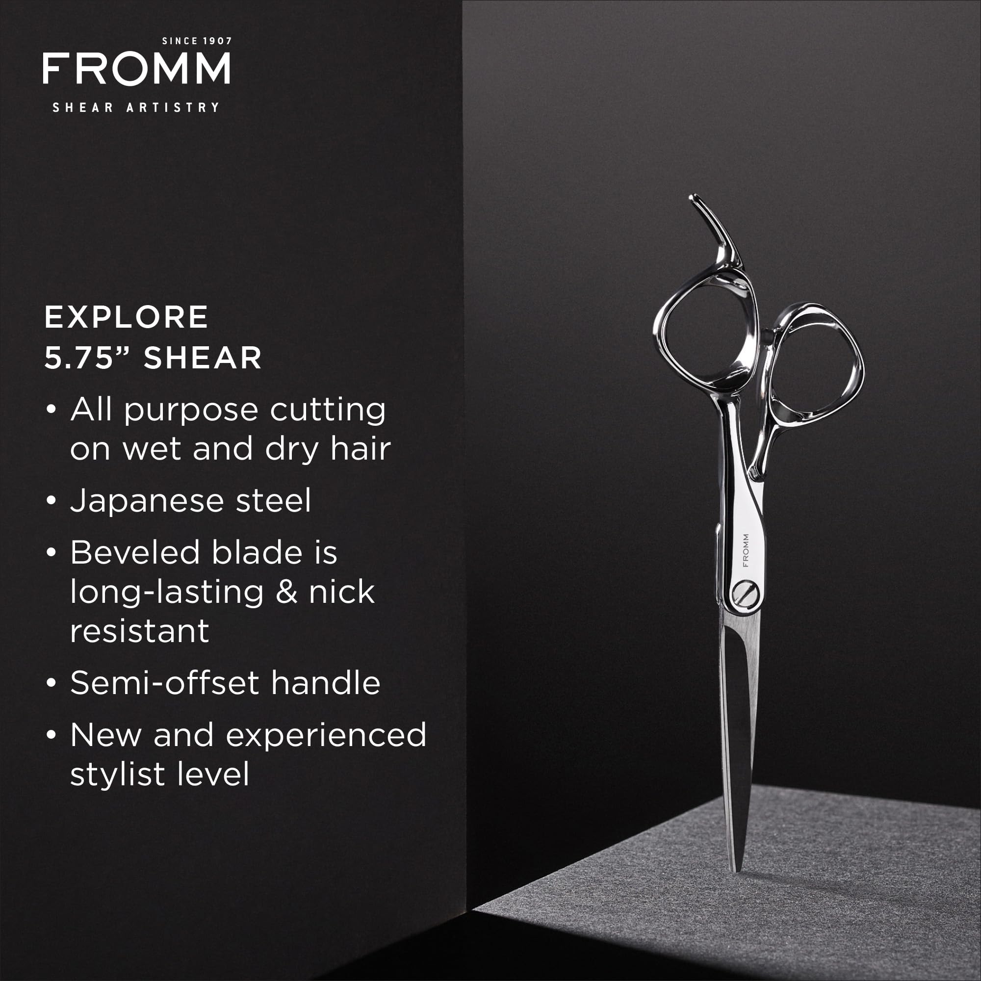 Fromm Professional Explore Japanese steel blade detail for durable, smooth edges