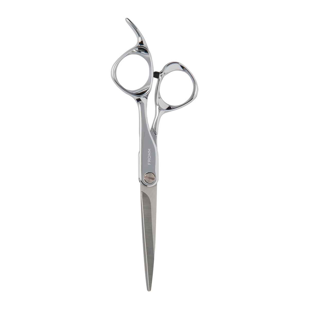 Fromm Professional Explore polished silver hair scissors close-up blade for precise cuts