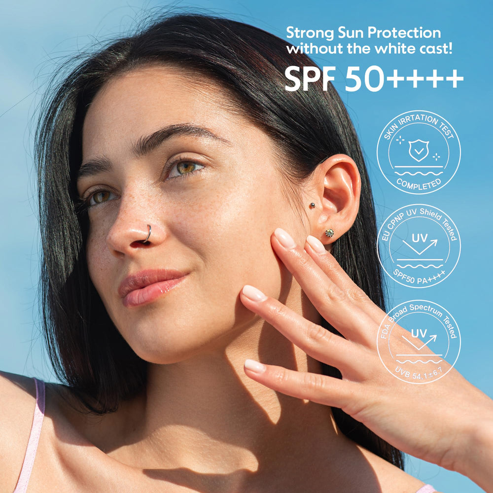 FRUDIA Blueberry Hydrating Air Fit Sunscreen swirl on hand reveals airy finish.