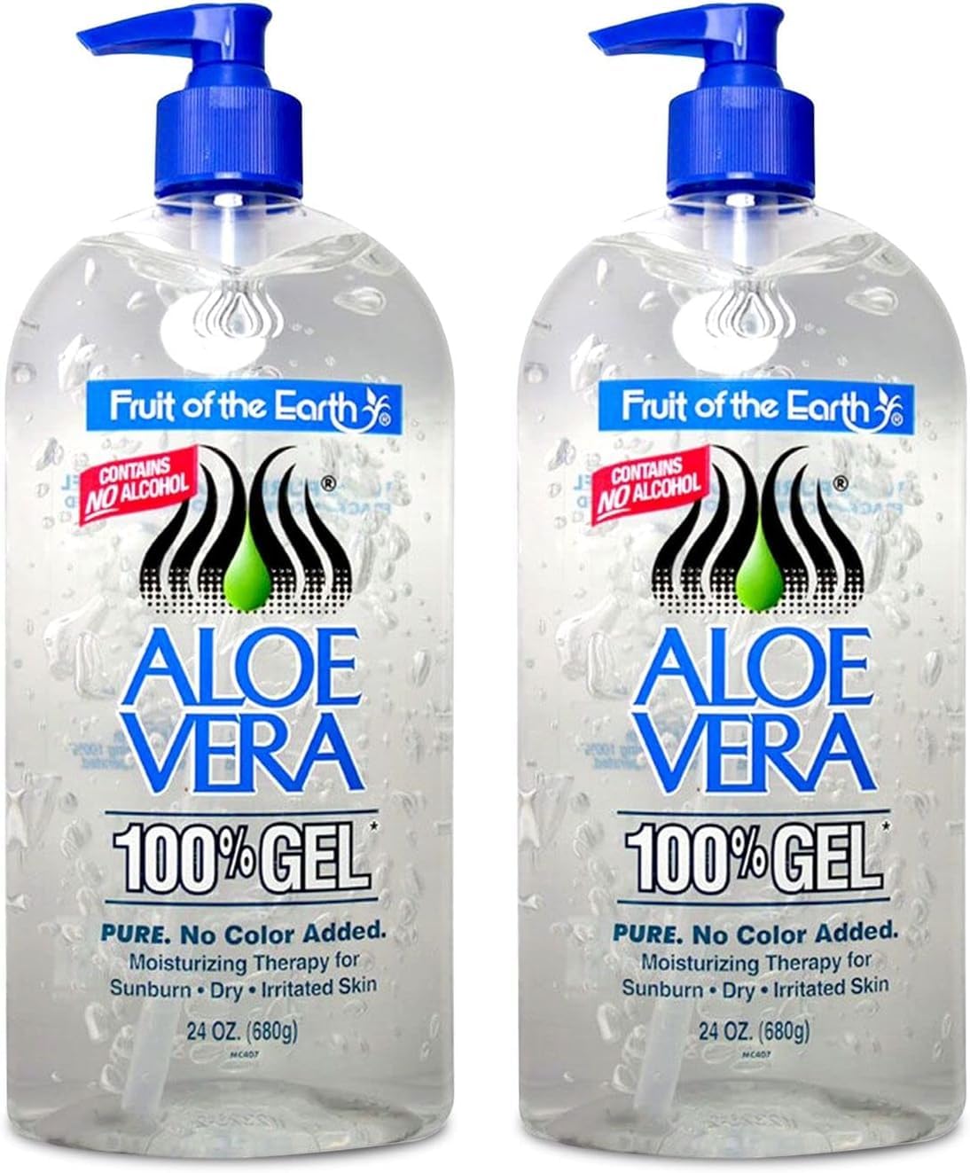 Fruit of the Earth Aloe Vera 100% Gel 2-pack bottle front for soothing, fragrance-free skin care