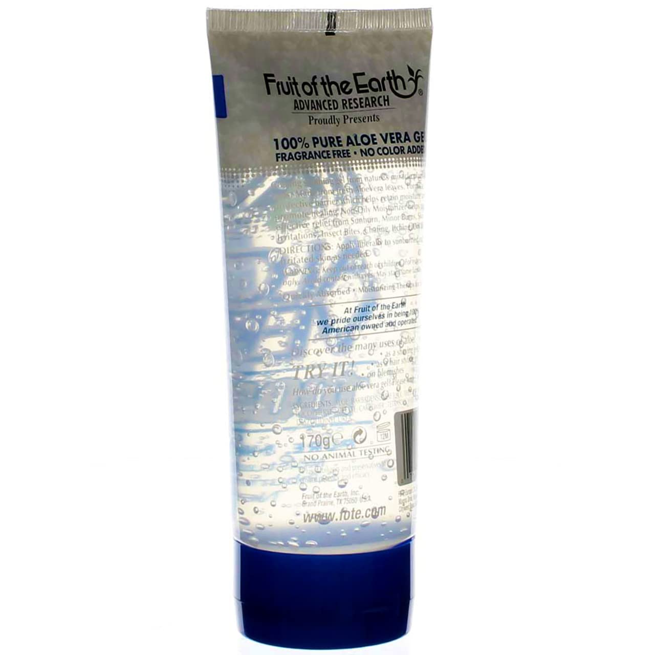 Fruit of the Earth Aloe Vera Gel fast-absorbing texture on skin during routine care.