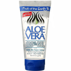 Fruit of the Earth Aloe Vera Gel application close-up for soothing skin hydration.