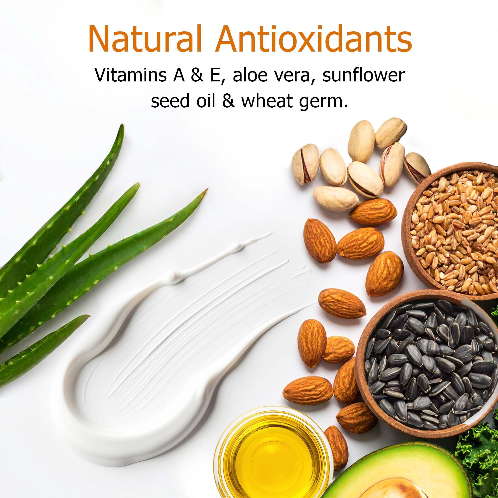 Fruit of the Earth Vitamin E Lotion ingredients panel notes vitamins and botanical actives.