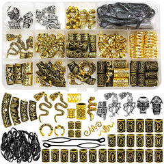 Fscwlmon 207pcs Viking hair jewelry kit box open shows organized accessories for quick styling.