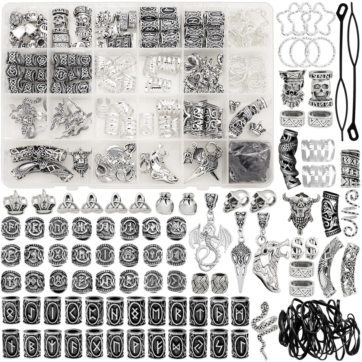 Fscwlmon Viking dreadlock clip assortment in mixed styles for versatile hair decor