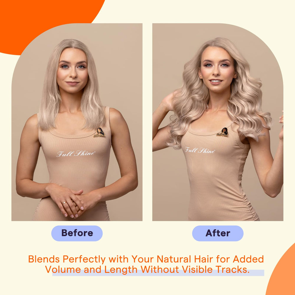 Fshine lightweight tape-in extensions worn for all-day comfort on head