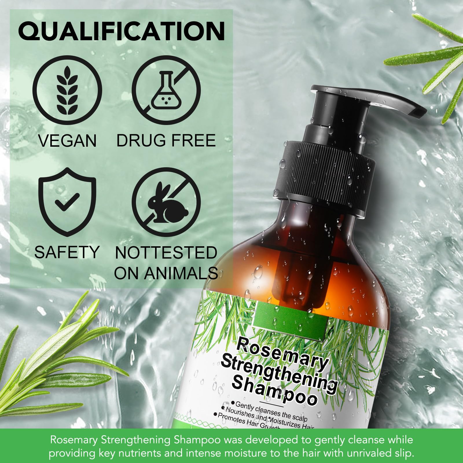 FSLHCY Rosemary Mint hair shine closeup suggests vibrant, healthy-looking strands.