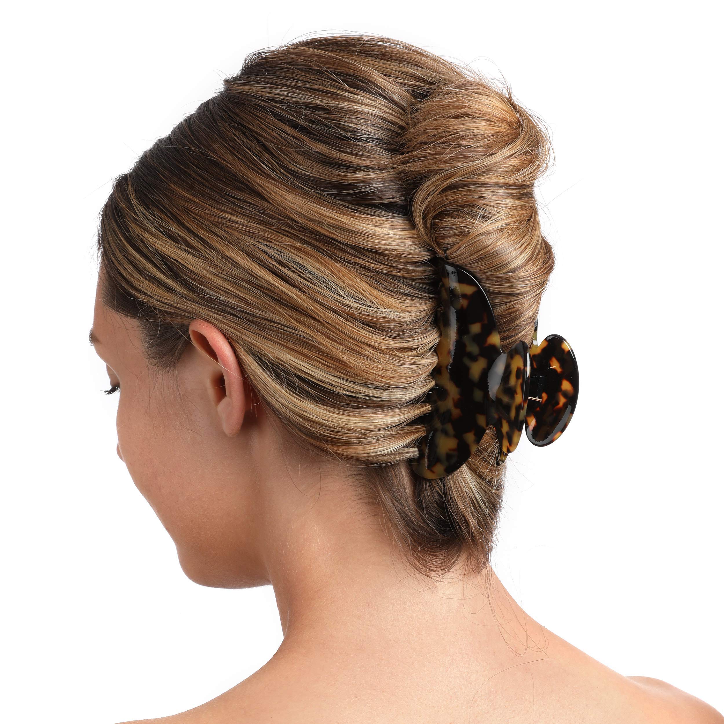 Fsmiling cellulose acetate 3-inch clip for quick updos and secure styling.