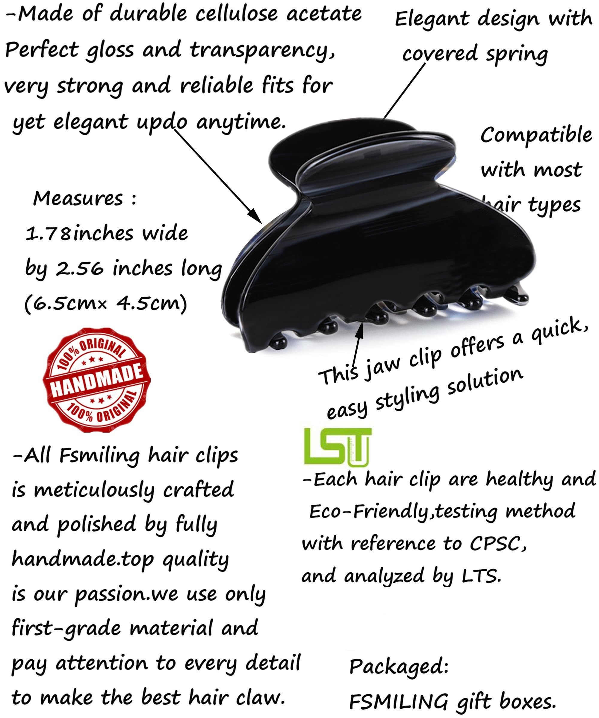 Fsmiling leopard-print claw clip shows durable, no-slip grip for daily wear.