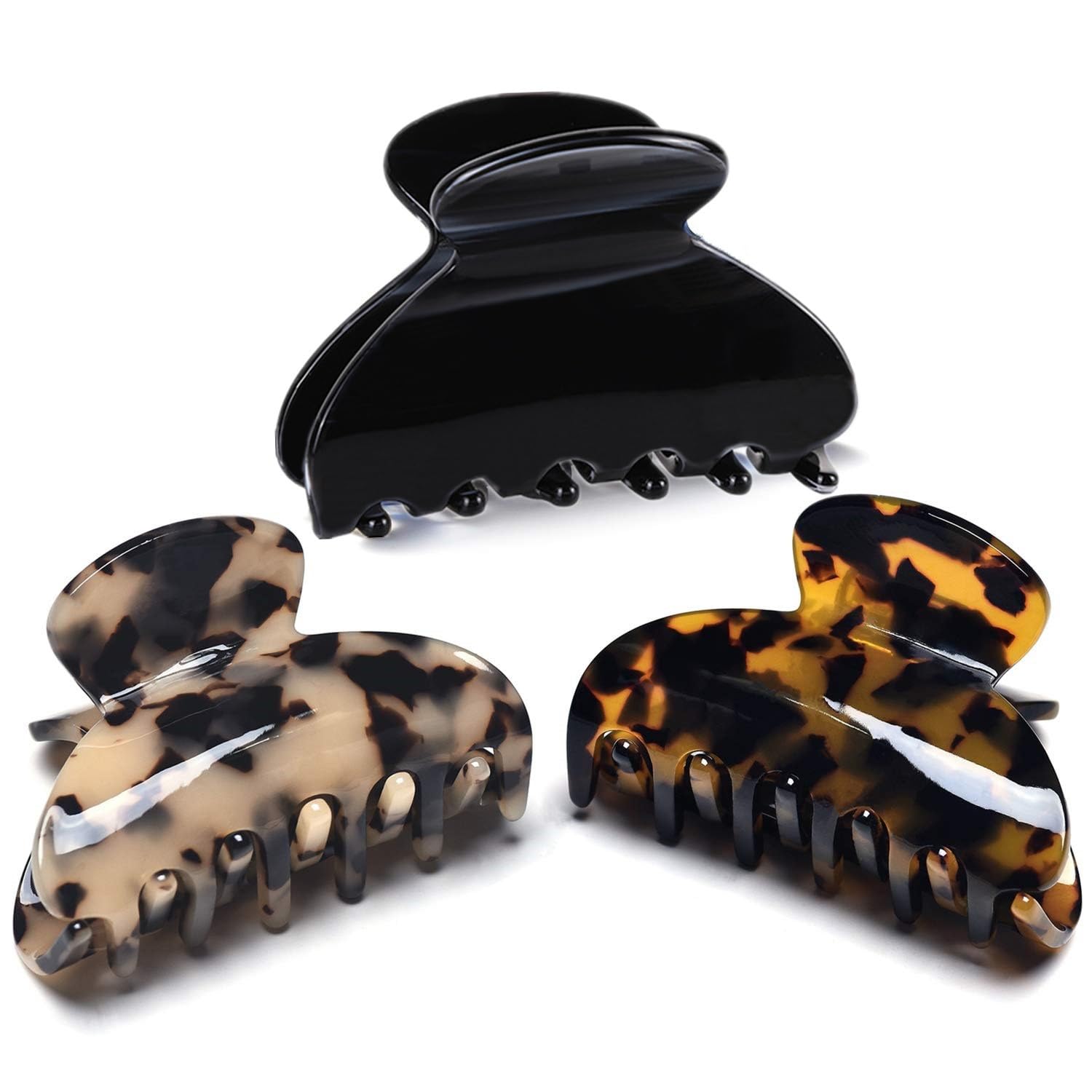 Fsmiling medium claw clip tortoise shell grip for all hair types.