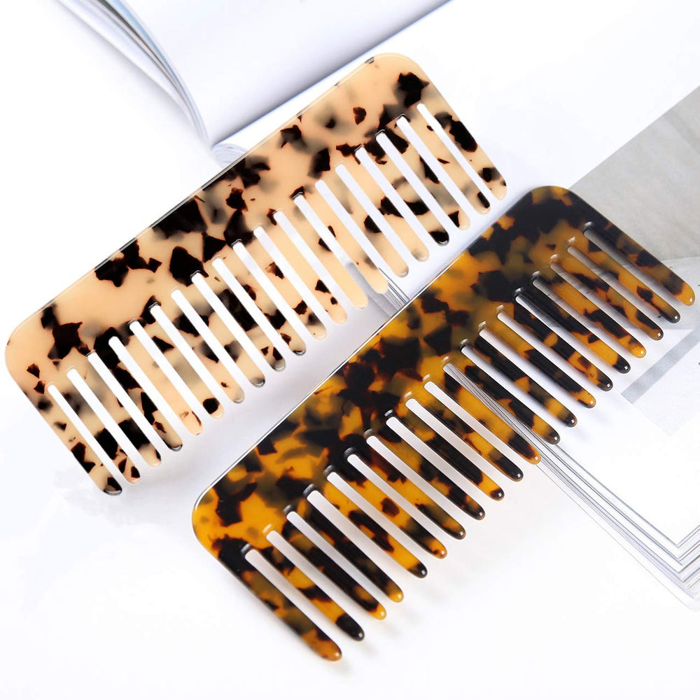 Fsmiling tortoise-shell detangler next to shower for conditioning sessions