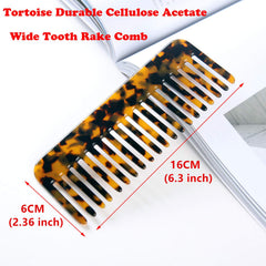 Fsmiling wide-tooth comb tortoise-shell being used on thick curly hair for smoothing