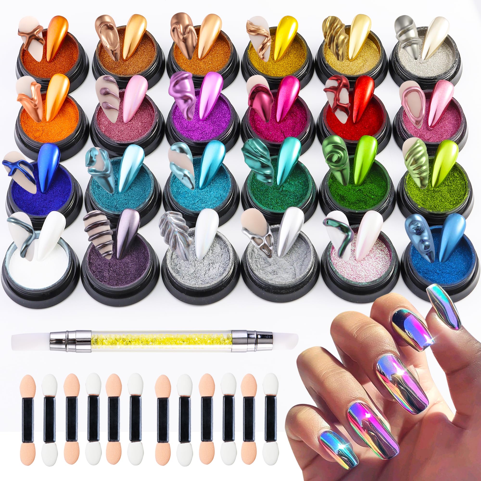 FSpronail chrome powder kit with 24 jars for bold mirror nails