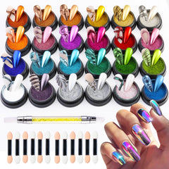FSpronail chrome powder kit with 24 jars for bold mirror nails