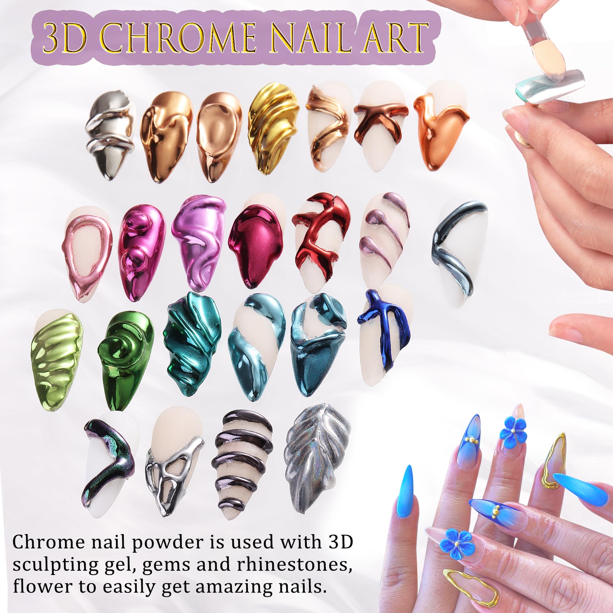 FSpronail chrome powder swatch on white background highlighting subtle glow