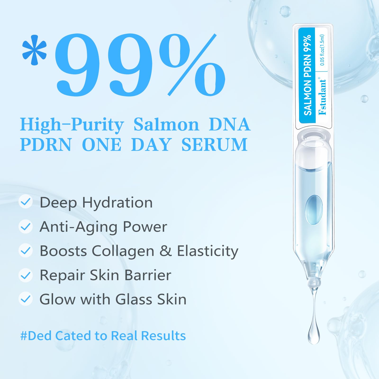 Fstudant Salmon DNA PDRN Serum illustration highlights six types of hyaluronic acid