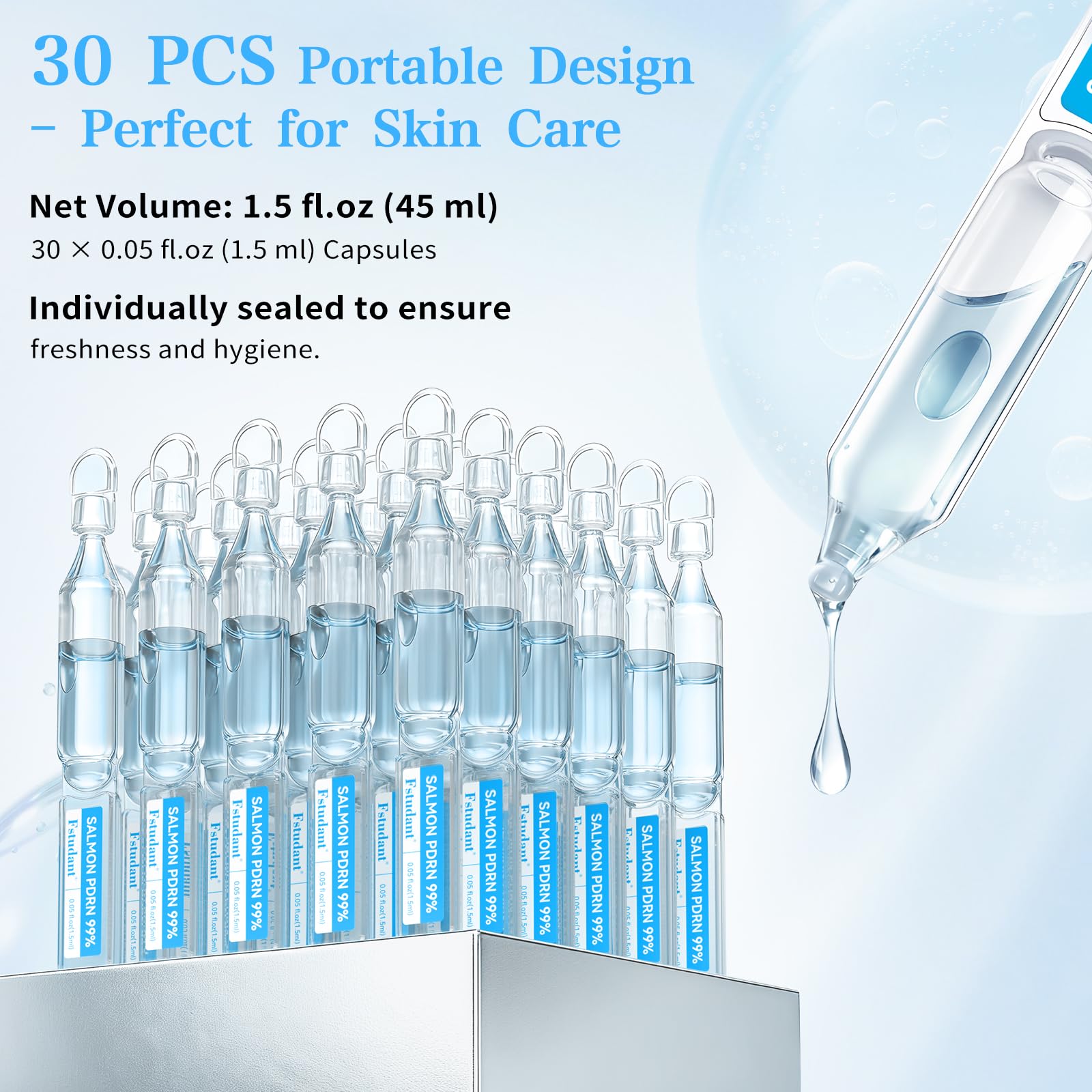 Fstudant Salmon DNA PDRN Serum radiance shot emphasizing subtle anti-aging effects