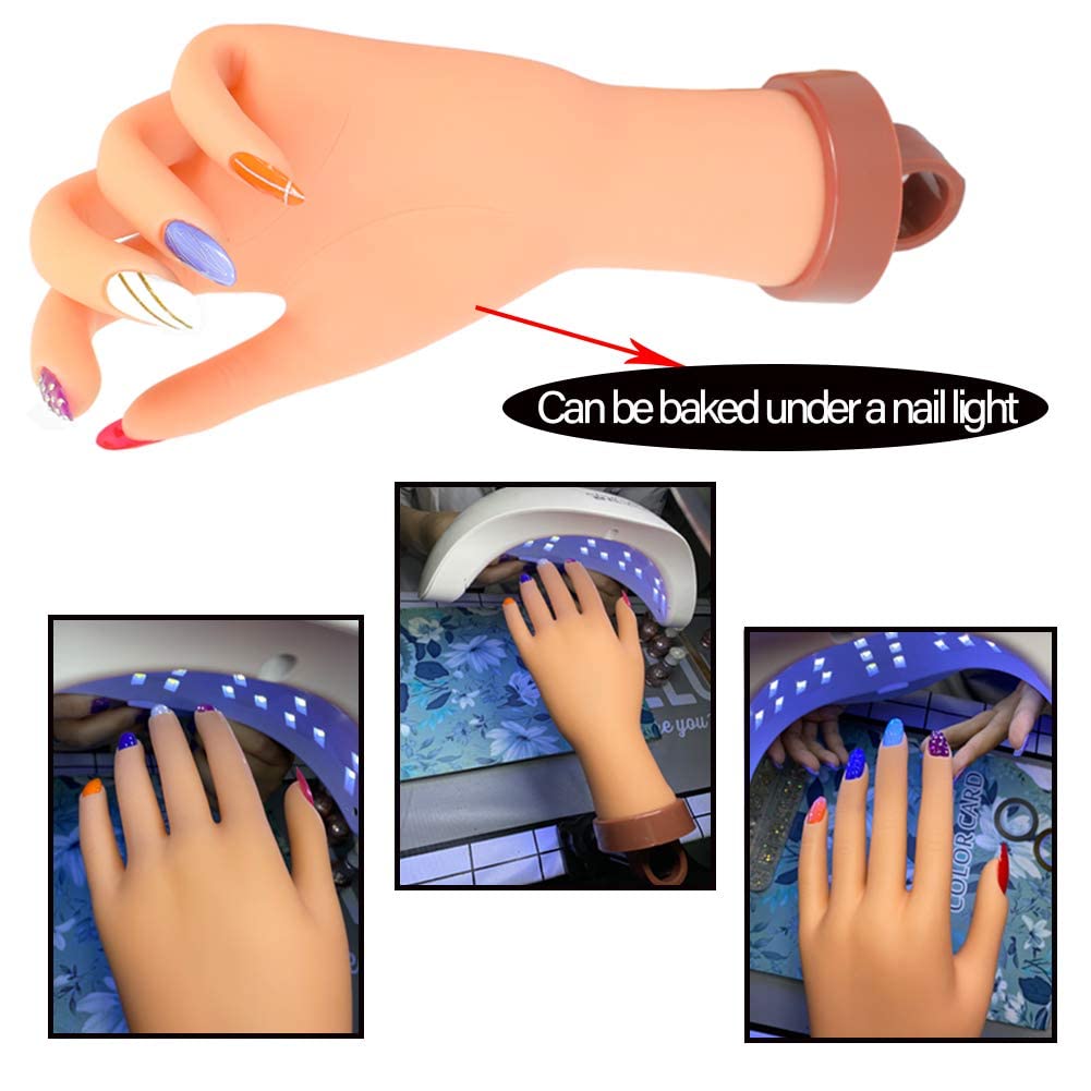 FU SHEN flexible fingers nail practice hand, bendable for realistic positioning.