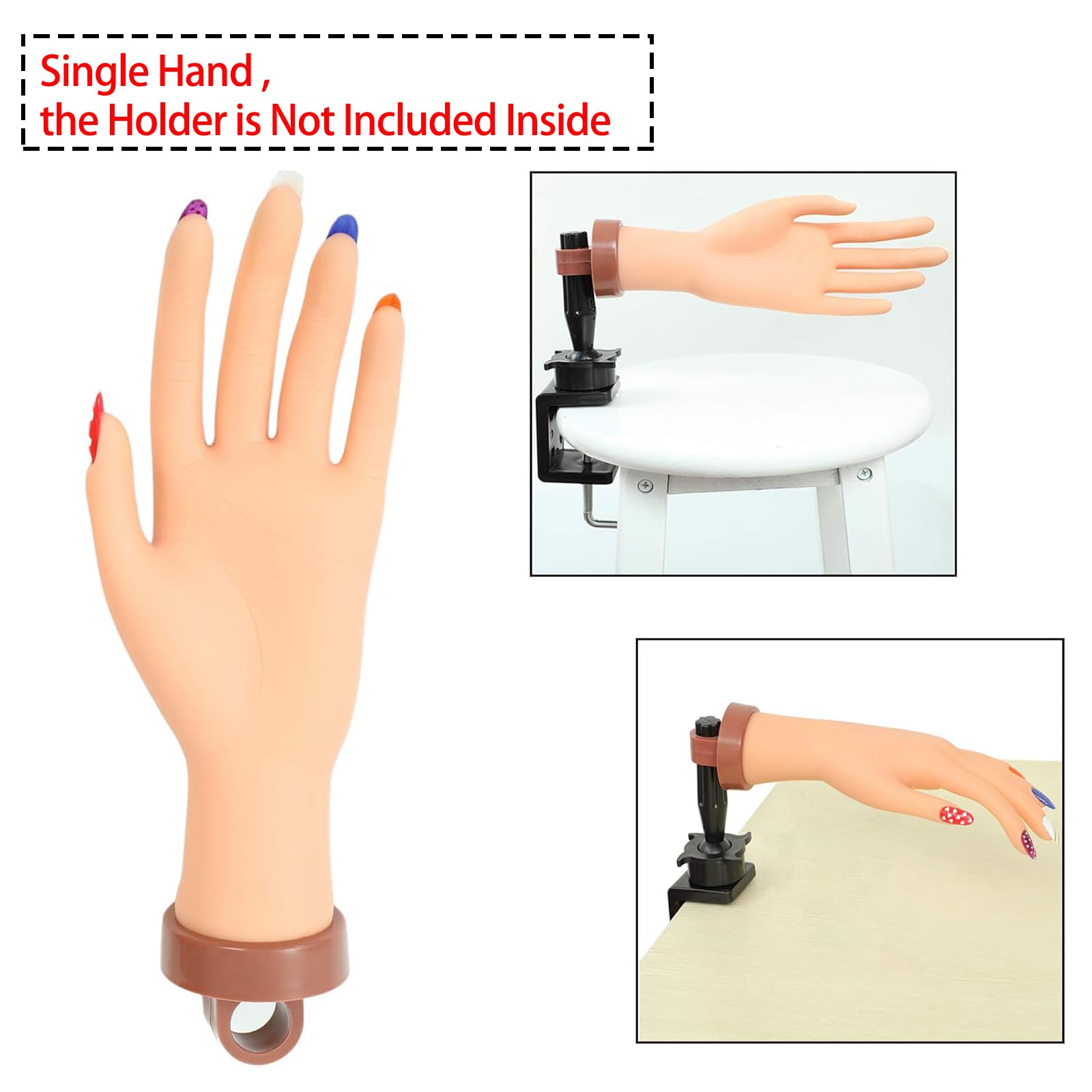 FU SHEN mannequin hand for nails practice, durable and reusable for repeated design sessions.