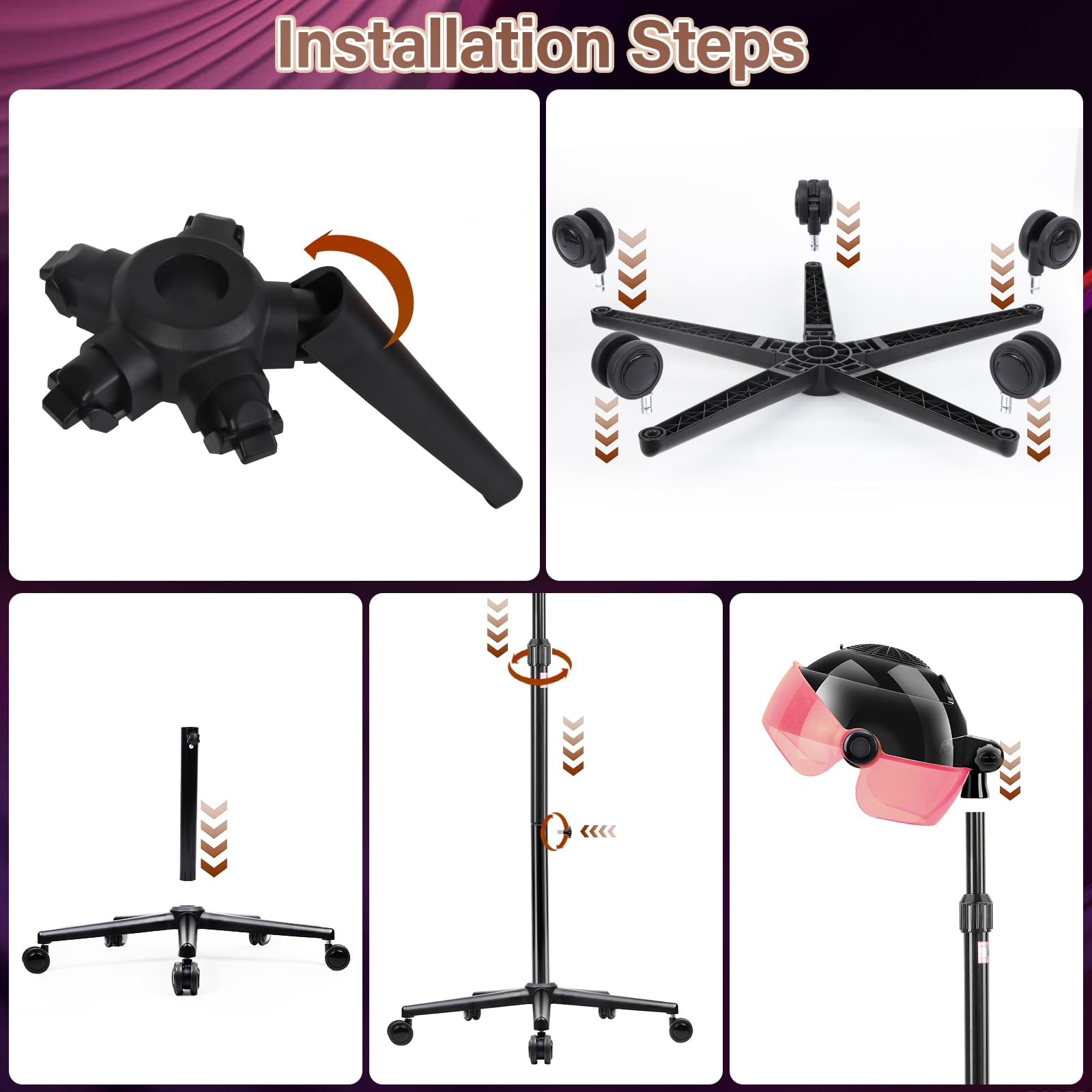 Fuehomue hooded dryer time control supports customized drying sessions.