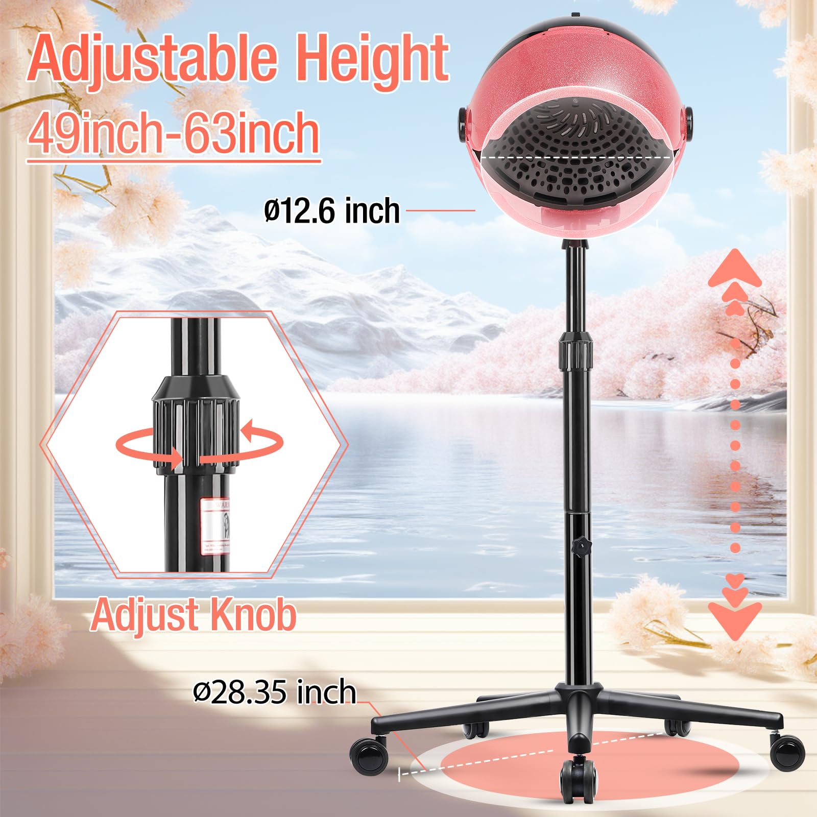 Fuehomue pro hooded dryer with digital display enables precise timing.